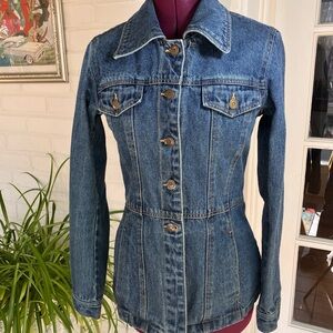 Giacca by Gallery Fitted Denim Blazer Jacket | Size Small | Y2K Vintage